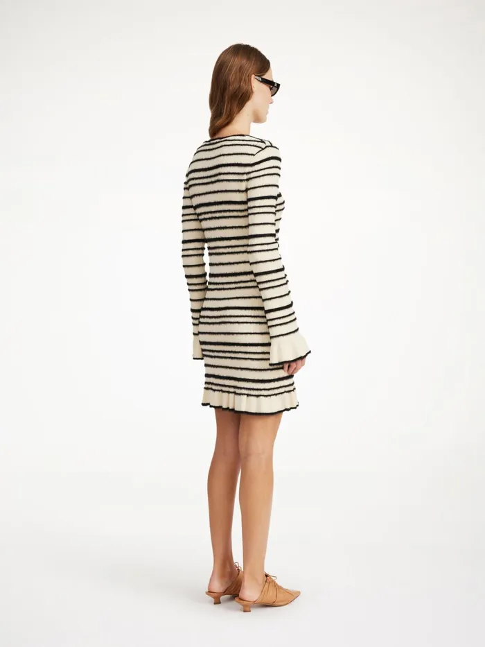 Knitwear Women By Malene Birger Mailey Midi Dress Black Stripe
