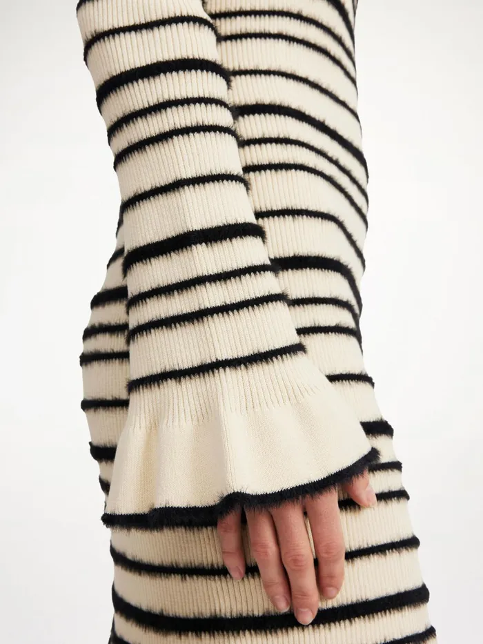 Knitwear Women By Malene Birger Mailey Midi Dress Black Stripe