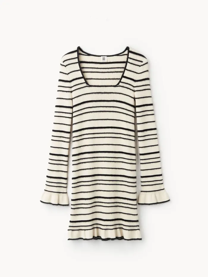 Knitwear Women By Malene Birger Mailey Midi Dress Black Stripe