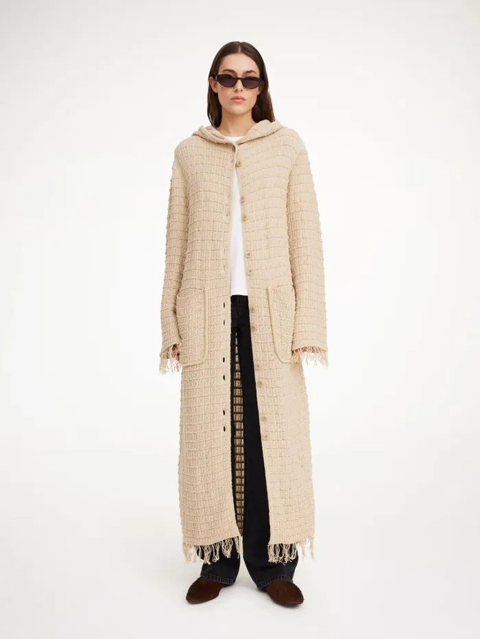Knitwear Women By Malene Birger Tallula Hooded Coat Oyster Gray