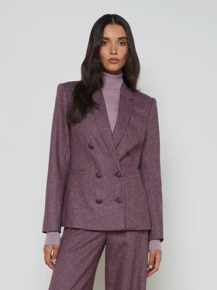 L039Agence Blazers and Jackets Women Colin Wool Blazer Deep Plum Multi Chevron