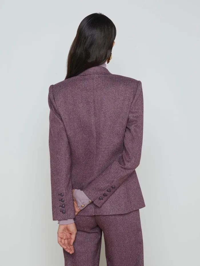 L039Agence Blazers and Jackets Women Colin Wool Blazer Deep Plum Multi Chevron L039Agence Blazers and Jackets Women Colin Wool Blazer Deep Plum Multi Chevron