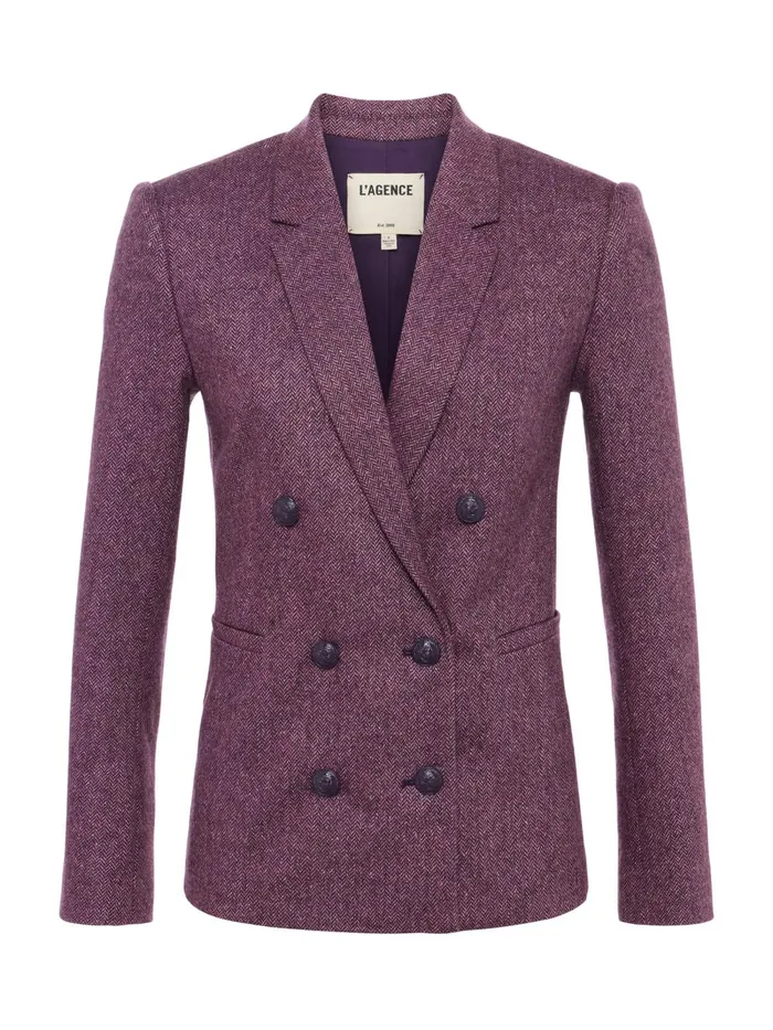 L039Agence Blazers and Jackets Women Colin Wool Blazer Deep Plum Multi Chevron L039Agence Blazers and Jackets Women Colin Wool Blazer Deep Plum Multi Chevron