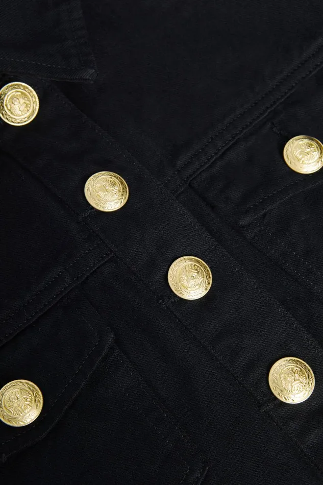 L039Agence Blazers and Jackets Women Genevie Cropped Denim Jacket Noir L039Agence Blazers and Jackets Women Genevie Cropped Denim Jacket Noir