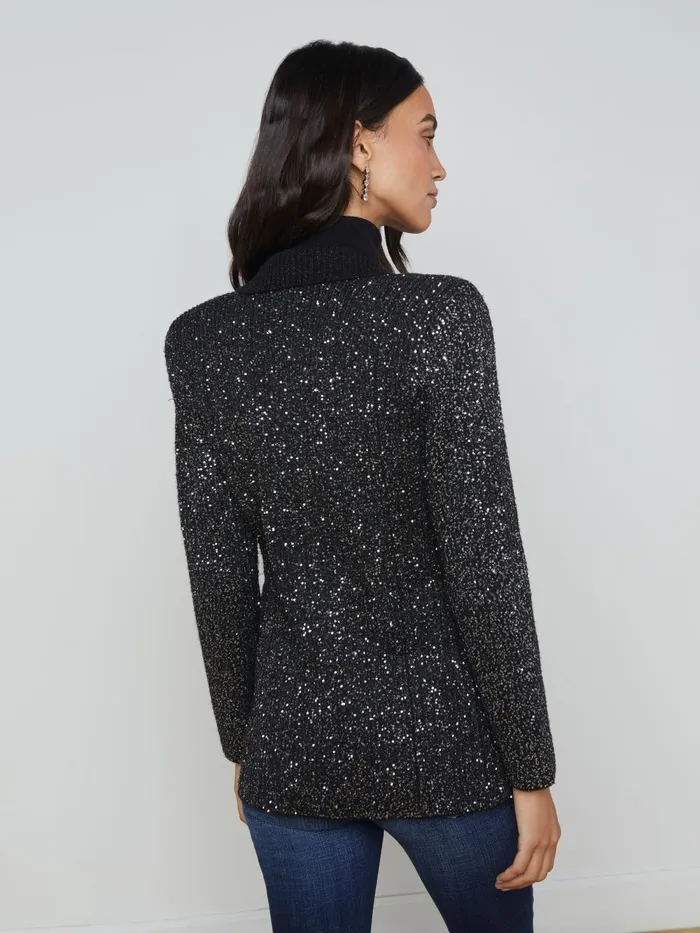 L039Agence Blazers and Jackets Women Leonora Sequin Knit Blazer Blacksilver Sequin L039Agence Blazers and Jackets Women Leonora Sequin Knit Blazer Blacksilver Sequin