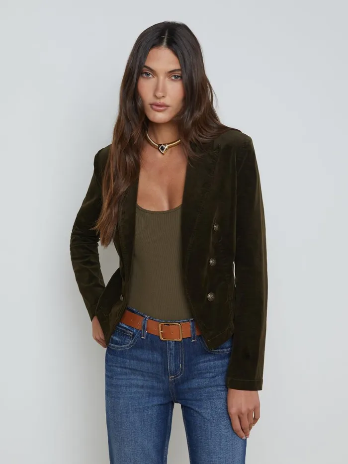 L039Agence Blazers and Jackets Women Wayne Velvet Blazer Pine