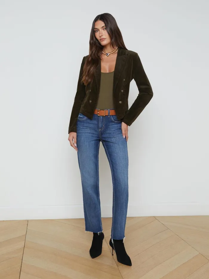 L039Agence Blazers and Jackets Women Wayne Velvet Blazer Pine L039Agence Blazers and Jackets Women Wayne Velvet Blazer Pine