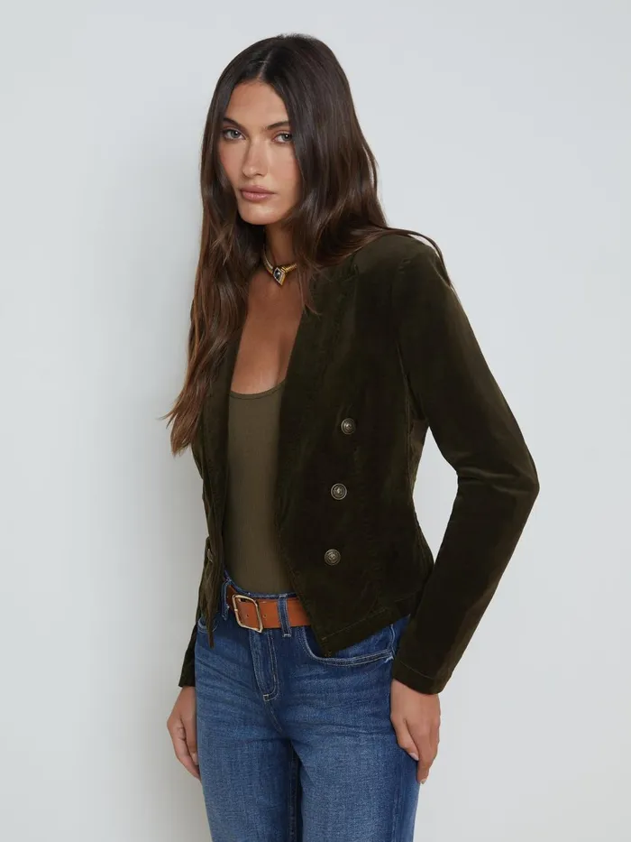 L039Agence Blazers and Jackets Women Wayne Velvet Blazer Pine L039Agence Blazers and Jackets Women Wayne Velvet Blazer Pine