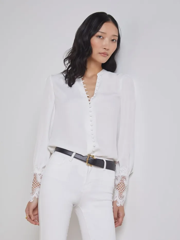 L039Agence Blouses and Tops Women Ava Blouse Ivory L039Agence Blouses and Tops Women Ava Blouse Ivory