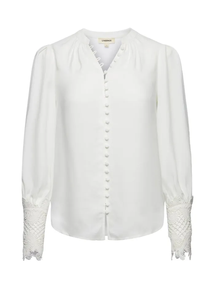L039Agence Blouses and Tops Women Ava Blouse Ivory L039Agence Blouses and Tops Women Ava Blouse Ivory