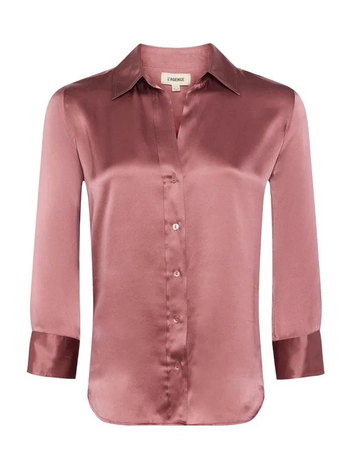 L039Agence Blouses and Tops Women Dani Silk Blouse Mauve Rose