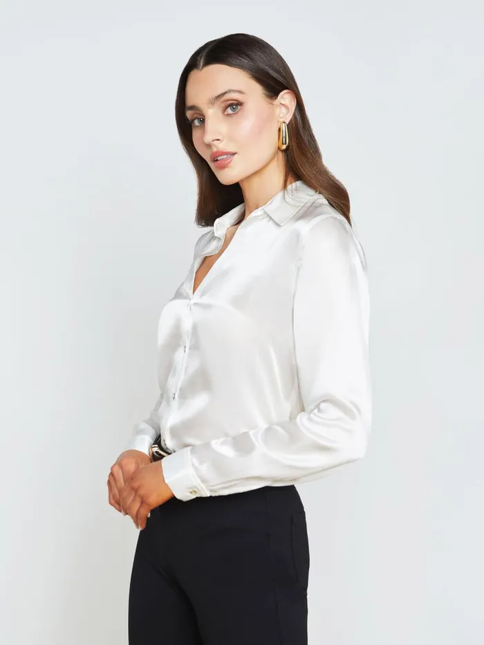 L039Agence Blouses and Tops Women Tyler Silk Blouse Ivory L039Agence Blouses and Tops Women Tyler Silk Blouse Ivory