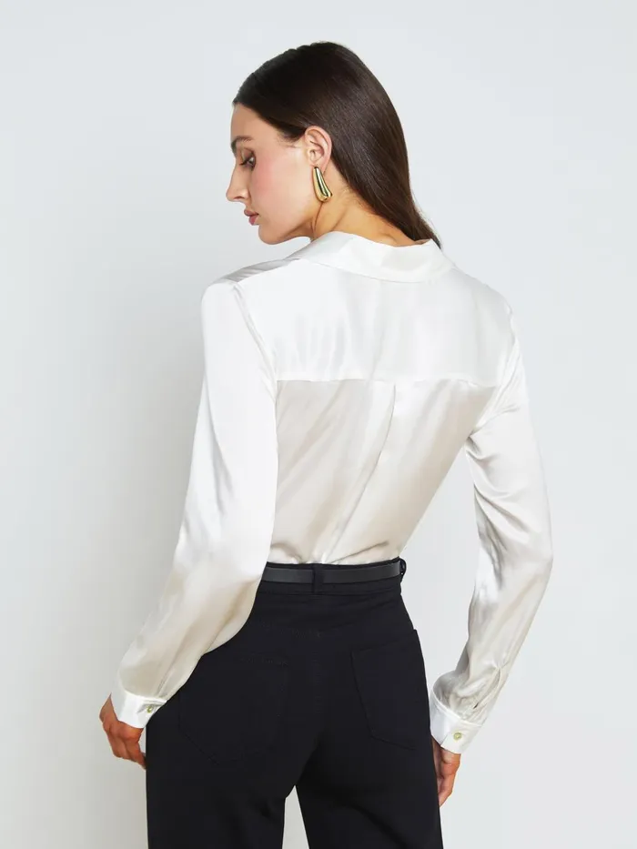 L039Agence Blouses and Tops Women Tyler Silk Blouse Ivory L039Agence Blouses and Tops Women Tyler Silk Blouse Ivory