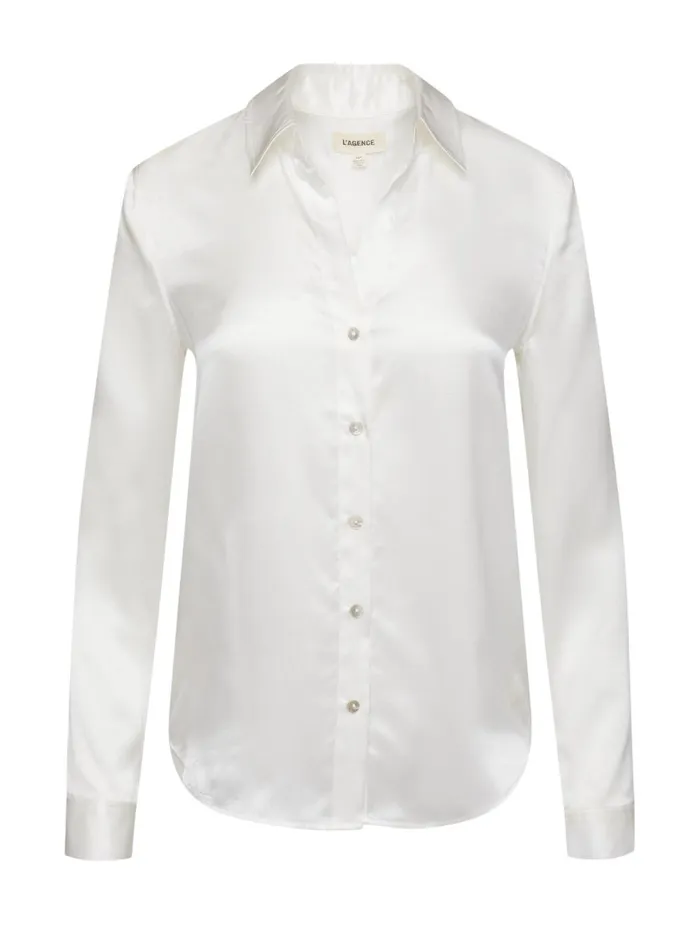 L039Agence Blouses and Tops Women Tyler Silk Blouse Ivory L039Agence Blouses and Tops Women Tyler Silk Blouse Ivory