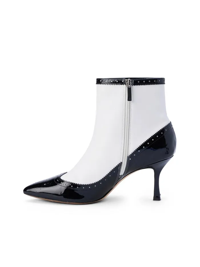 L039Agence Boots and Booties Women Ember Patent Leather Bootie Blackwhite Patent L039Agence Boots and Booties Women Ember Patent Leather Bootie Blackwhite Patent