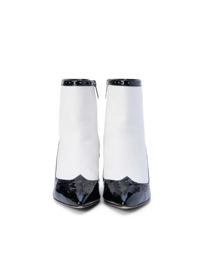 L039Agence Boots and Booties Women Ember Patent Leather Bootie Blackwhite Patent L039Agence Boots and Booties Women Ember Patent Leather Bootie Blackwhite Patent