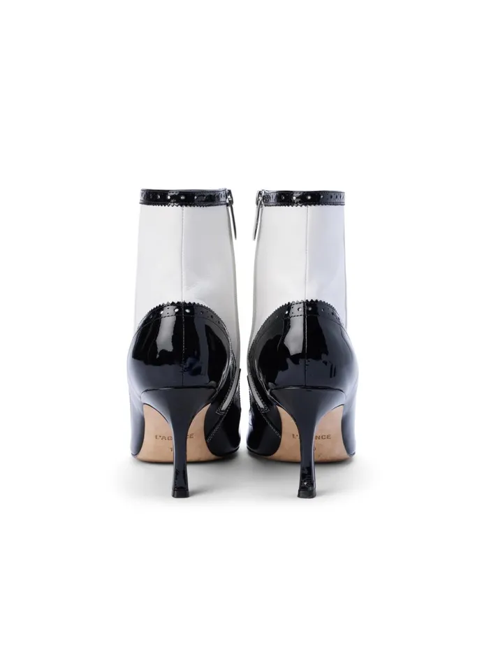 L039Agence Boots and Booties Women Ember Patent Leather Bootie Blackwhite Patent L039Agence Boots and Booties Women Ember Patent Leather Bootie Blackwhite Patent