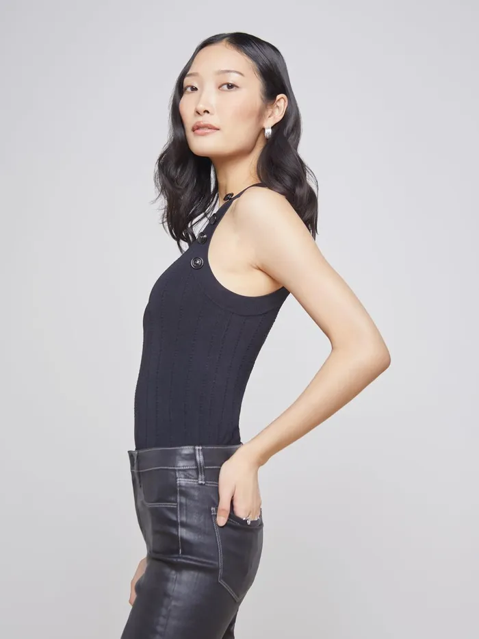 L039Agence Camisoles and Tanks Women Rosemary Button Tank Blackblack L039Agence Camisoles and Tanks Women Rosemary Button Tank Blackblack
