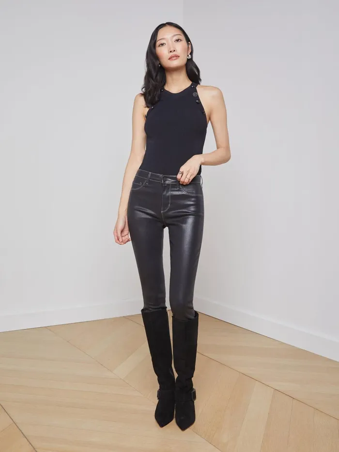 L039Agence Camisoles and Tanks Women Rosemary Button Tank Blackblack L039Agence Camisoles and Tanks Women Rosemary Button Tank Blackblack