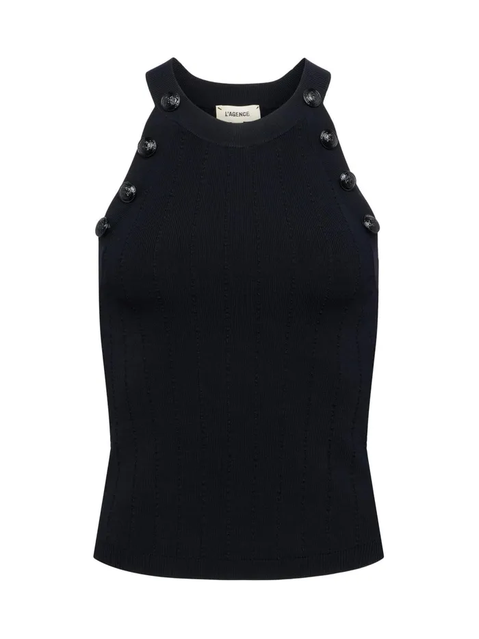 L039Agence Camisoles and Tanks Women Rosemary Button Tank Blackblack L039Agence Camisoles and Tanks Women Rosemary Button Tank Blackblack