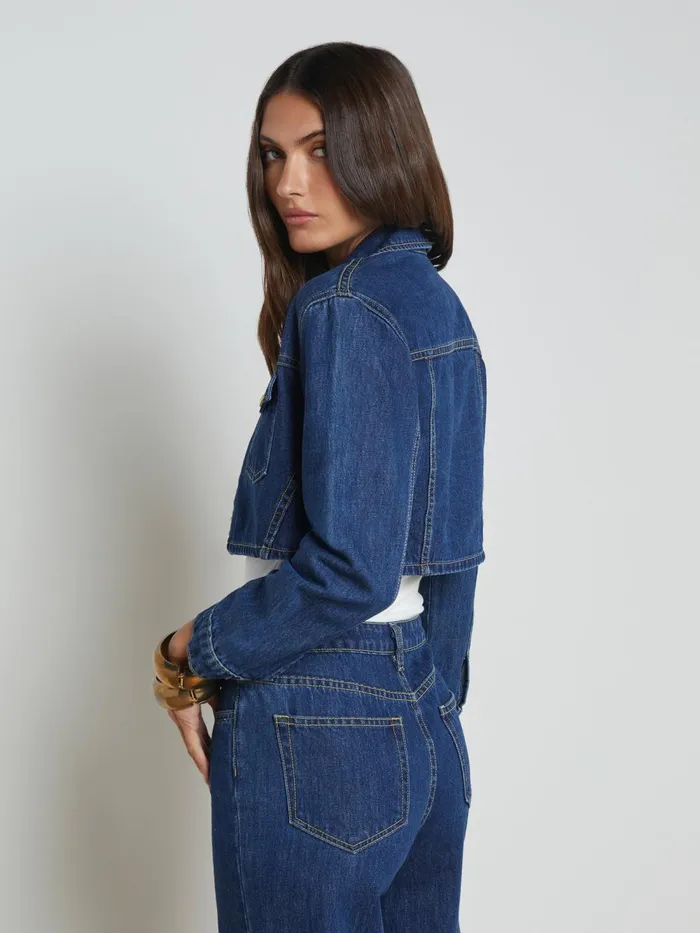 L039Agence Denim Jackets Women Genevie Cropped Denim Jacket Conway L039Agence Denim Jackets Women Genevie Cropped Denim Jacket Conway