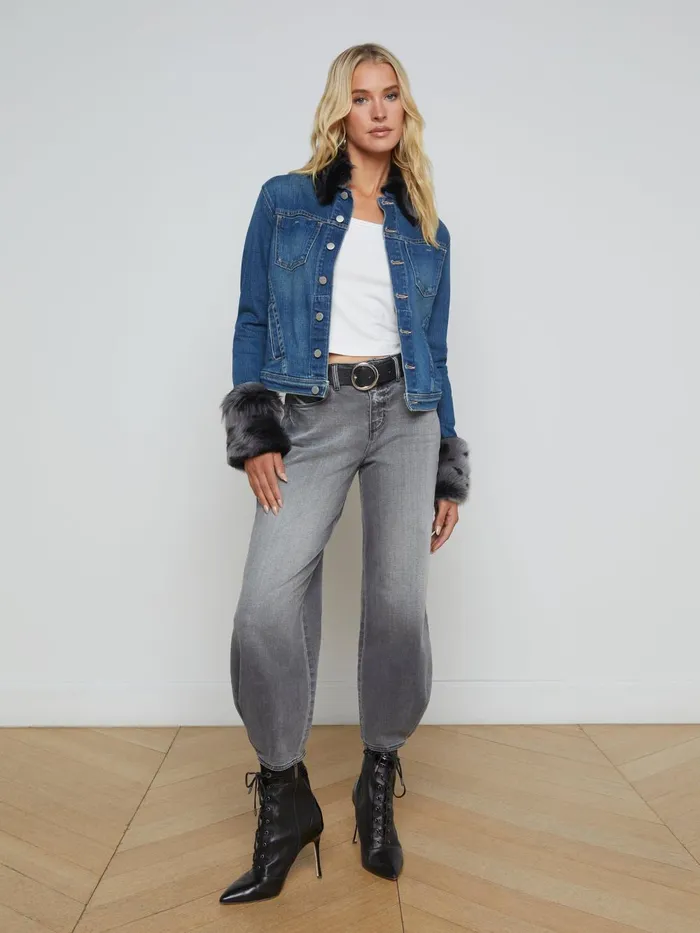 L039Agence Denim Jackets Women Shea Shearling Denim Jacket Authentique L039Agence Denim Jackets Women Shea Shearling Denim Jacket Authentique