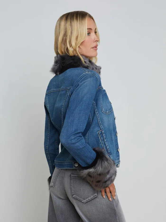 L039Agence Denim Jackets Women Shea Shearling Denim Jacket Authentique L039Agence Denim Jackets Women Shea Shearling Denim Jacket Authentique