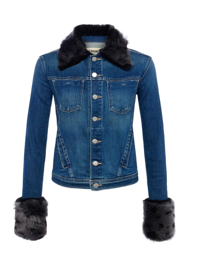 L039Agence Denim Jackets Women Shea Shearling Denim Jacket Authentique L039Agence Denim Jackets Women Shea Shearling Denim Jacket Authentique