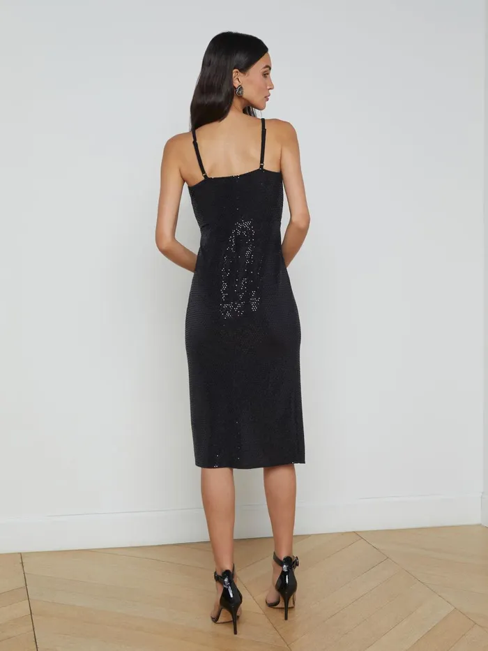 L039Agence Dresses and Jumpsuits Women Chatou Sequin TwistFront Dress Black L039Agence Dresses and Jumpsuits Women Chatou Sequin TwistFront Dress Black