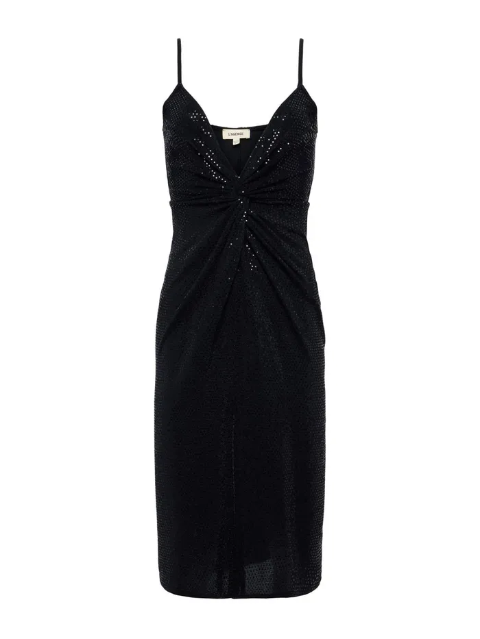 L039Agence Dresses and Jumpsuits Women Chatou Sequin TwistFront Dress Black L039Agence Dresses and Jumpsuits Women Chatou Sequin TwistFront Dress Black
