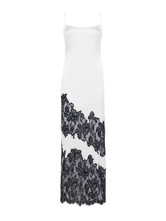 L039Agence Dresses and Jumpsuits Women Silvana Silk Lace Gown Ivoryblack L039Agence Dresses and Jumpsuits Women Silvana Silk Lace Gown Ivoryblack