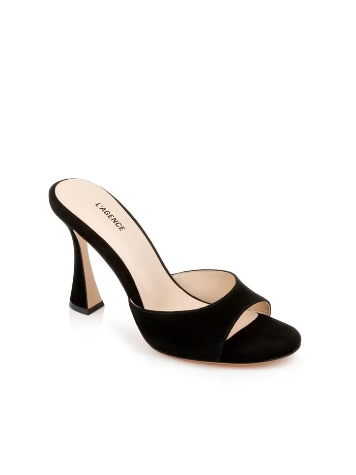 L039Agence Heels Women Avery Suede PeepToe Mule Black Suede L039Agence Heels Women Avery Suede PeepToe Mule Black Suede
