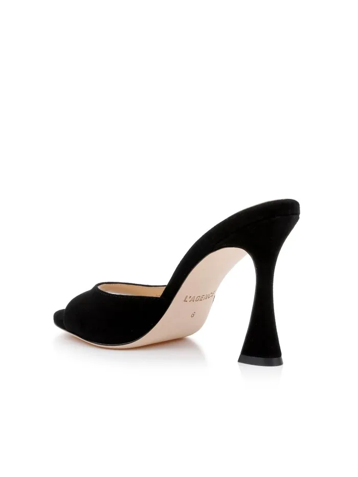 L039Agence Heels Women Avery Suede PeepToe Mule Black Suede L039Agence Heels Women Avery Suede PeepToe Mule Black Suede