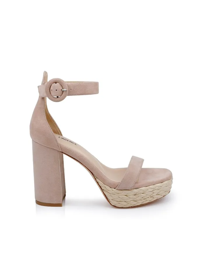 L039Agence Heels Women Avia Platform Heeled Sandal Pecan Suede