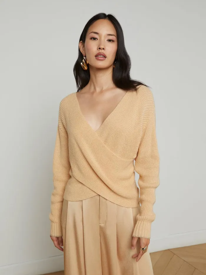 L039Agence Knitwear Women Antonella Crossover Sweater Warm Sand