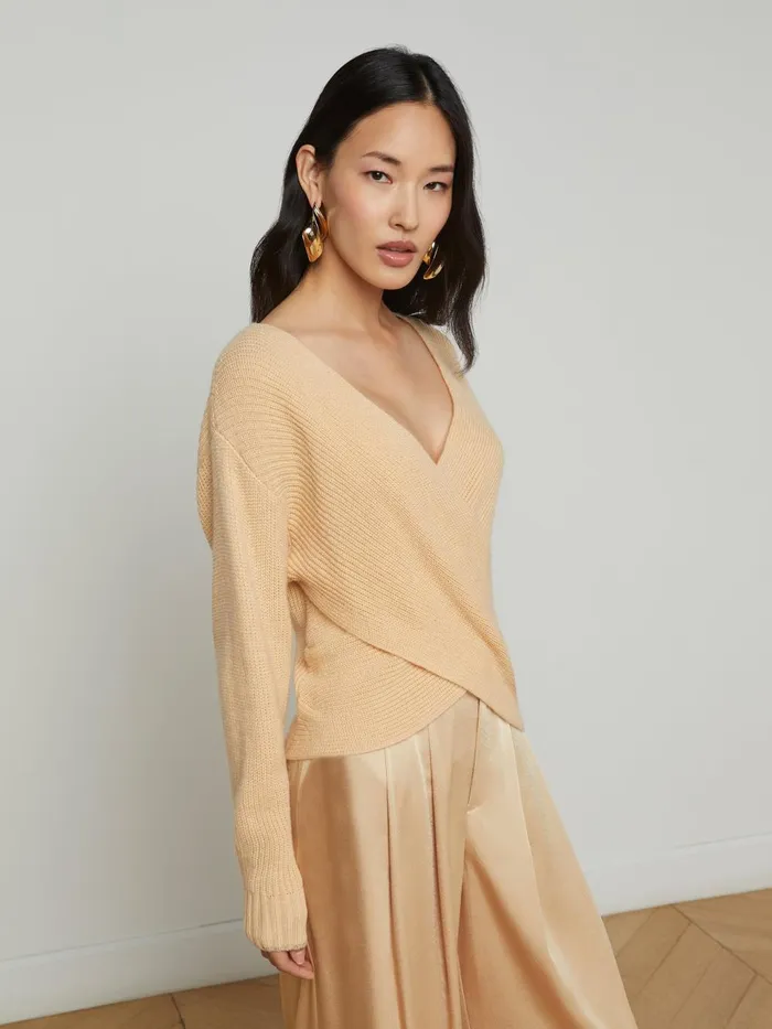 L039Agence Knitwear Women Antonella Crossover Sweater Warm Sand L039Agence Knitwear Women Antonella Crossover Sweater Warm Sand