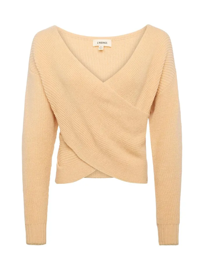 L039Agence Knitwear Women Antonella Crossover Sweater Warm Sand L039Agence Knitwear Women Antonella Crossover Sweater Warm Sand