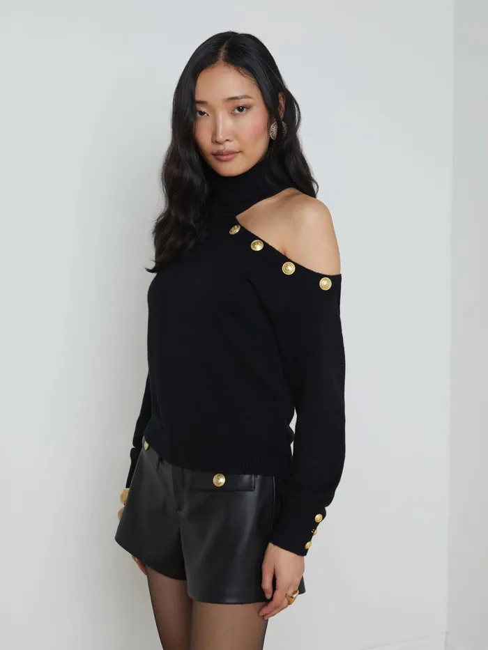 L039Agence Knitwear Women Brixie Cutout Turtleneck Blackgold