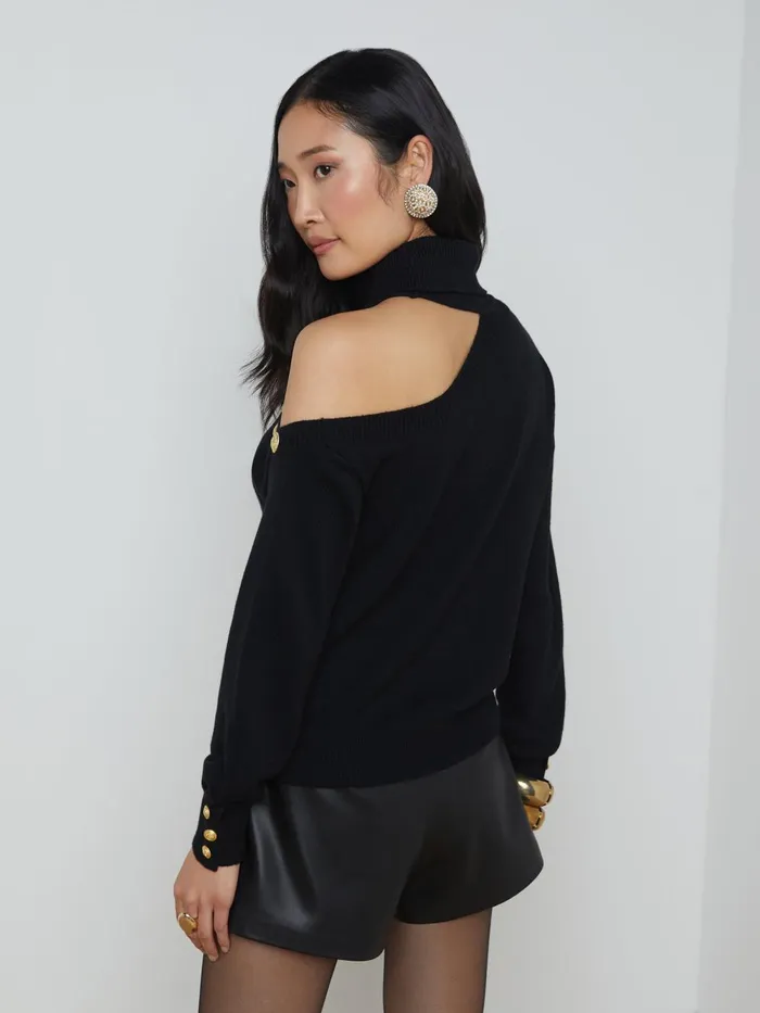 L039Agence Knitwear Women Brixie Cutout Turtleneck Blackgold L039Agence Knitwear Women Brixie Cutout Turtleneck Blackgold