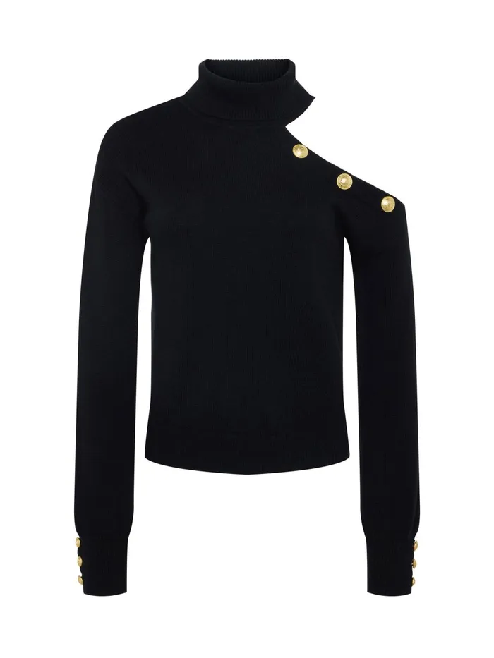 L039Agence Knitwear Women Brixie Cutout Turtleneck Blackgold L039Agence Knitwear Women Brixie Cutout Turtleneck Blackgold