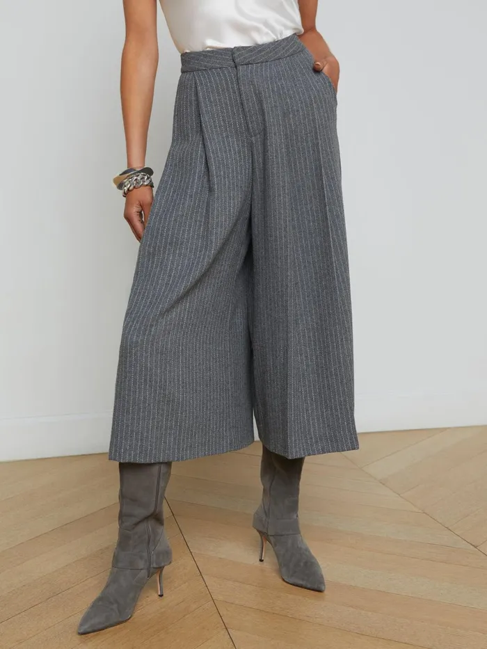 L039Agence Pants Women Mahalia Pinstriped Culotte Greyivory Pinstripe L039Agence Pants Women Mahalia Pinstriped Culotte Greyivory Pinstripe