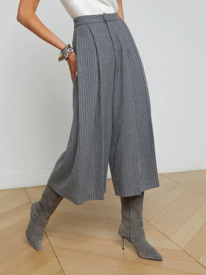L039Agence Pants Women Mahalia Pinstriped Culotte Greyivory Pinstripe L039Agence Pants Women Mahalia Pinstriped Culotte Greyivory Pinstripe