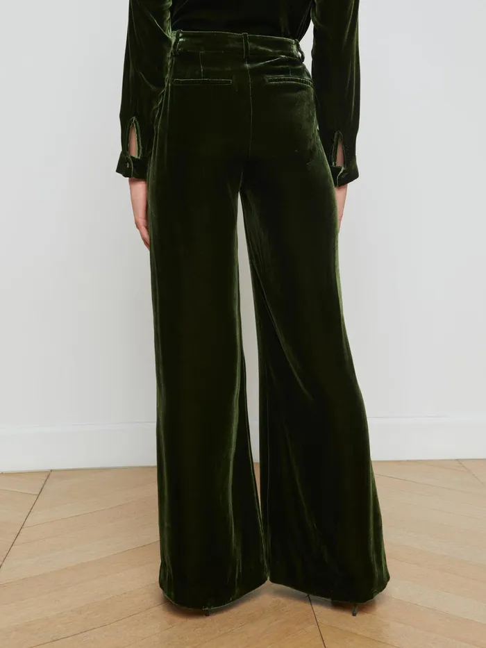 L039Agence Pants Women Pilar Velvet Pant Deep Olive L039Agence Pants Women Pilar Velvet Pant Deep Olive