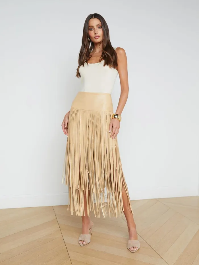 L039Agence Skirts Women Karolina Fringe Skirt Croissant