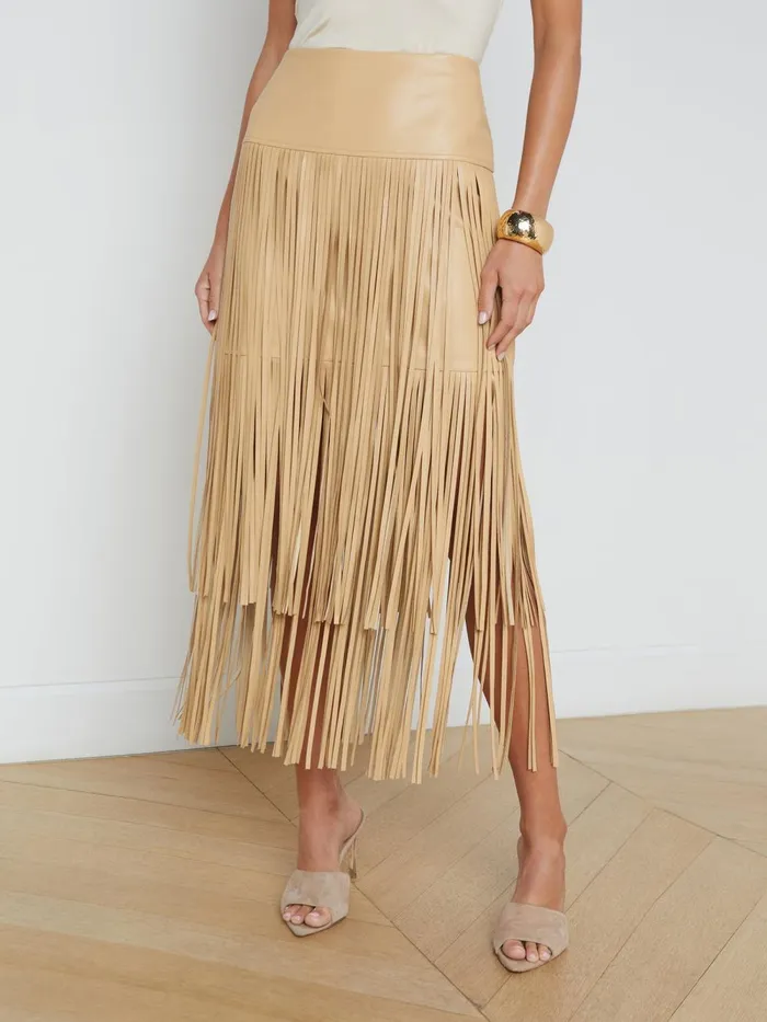 L039Agence Skirts Women Karolina Fringe Skirt Croissant L039Agence Skirts Women Karolina Fringe Skirt Croissant