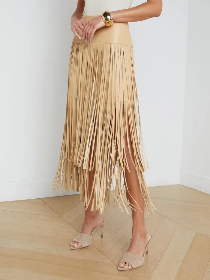 L039Agence Skirts Women Karolina Fringe Skirt Croissant L039Agence Skirts Women Karolina Fringe Skirt Croissant