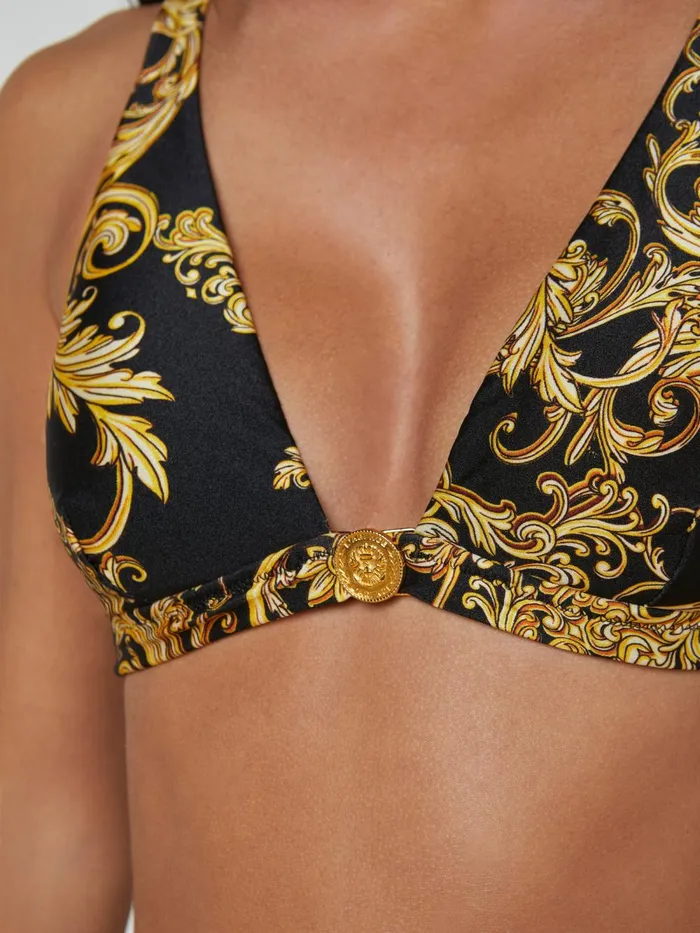 L039Agence Swimwear Women Lexie Bikini Top Blackgold Barocco Swirl