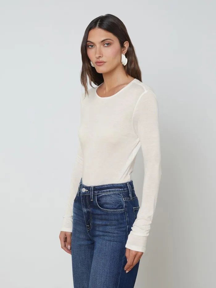 L039Agence Tees Women Ayla Cashmere Jersey Tee Buff L039Agence Tees Women Ayla Cashmere Jersey Tee Buff