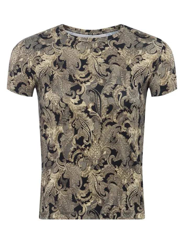 L039Agence Tees Women Ressi Fitted Tee Gold Multi Textured Paisley L039Agence Tees Women Ressi Fitted Tee Gold Multi Textured Paisley