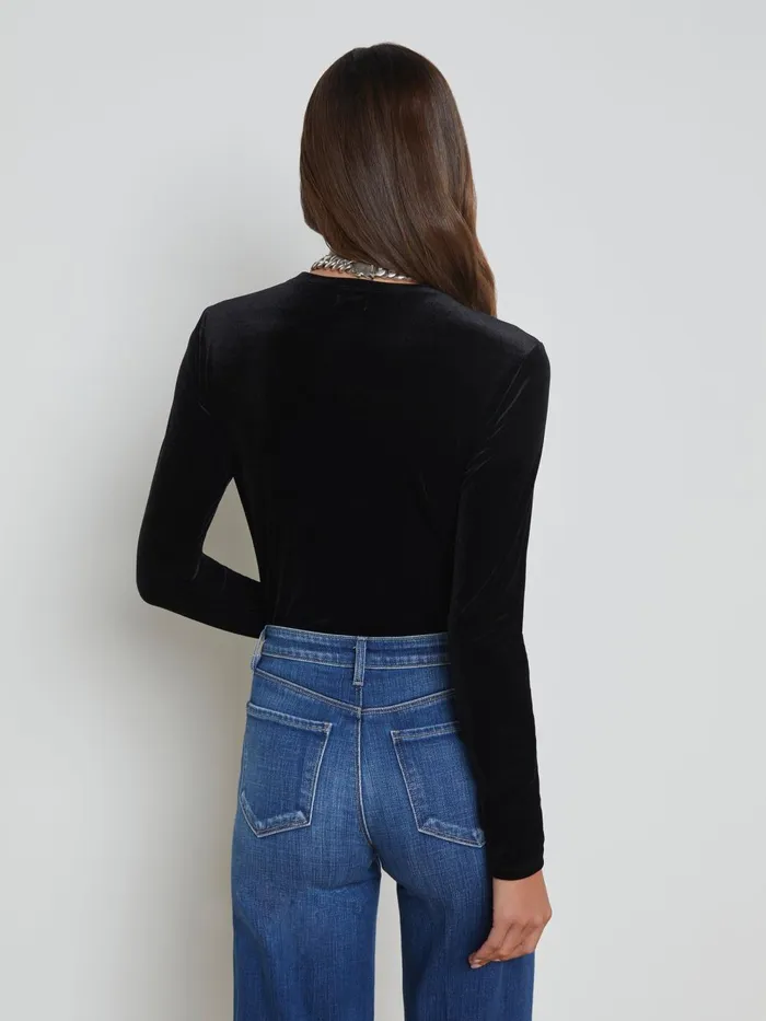 L039Agence Tees Women Tess Long Sleeve Tee Black Velvet L039Agence Tees Women Tess Long Sleeve Tee Black Velvet